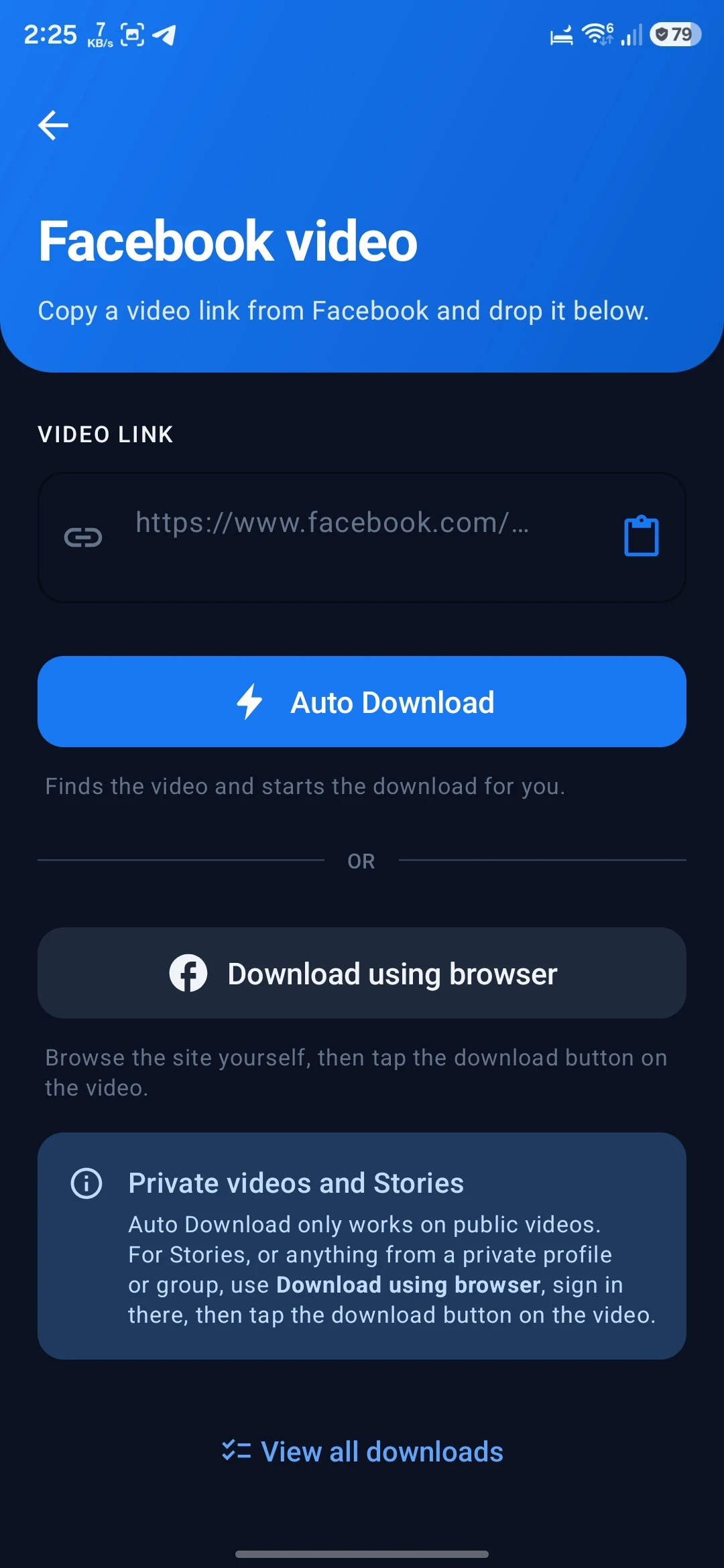 Quik Facebook Video downloader screenshot